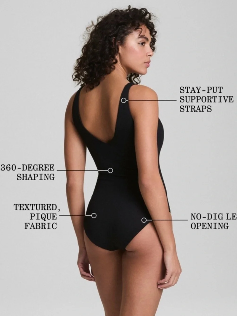 NWOTs Spanx | SPANXshape Swim Pique Plunge One-Piece in Black Size XL